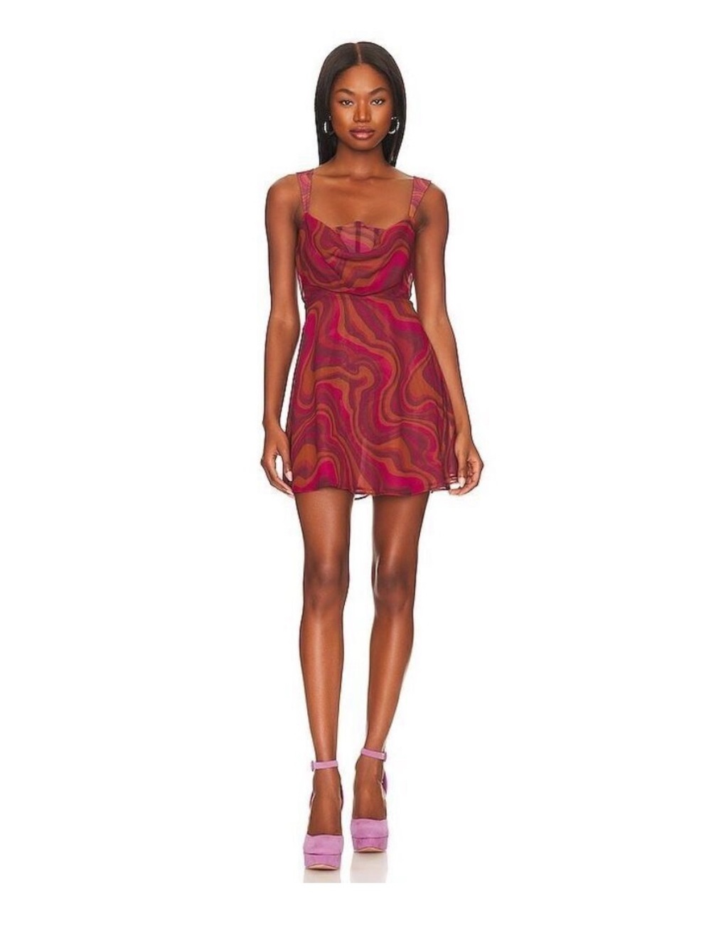 $220 For Love And Lemons Eleanor Mini Corset Dress in Burgundy Size XS NWT